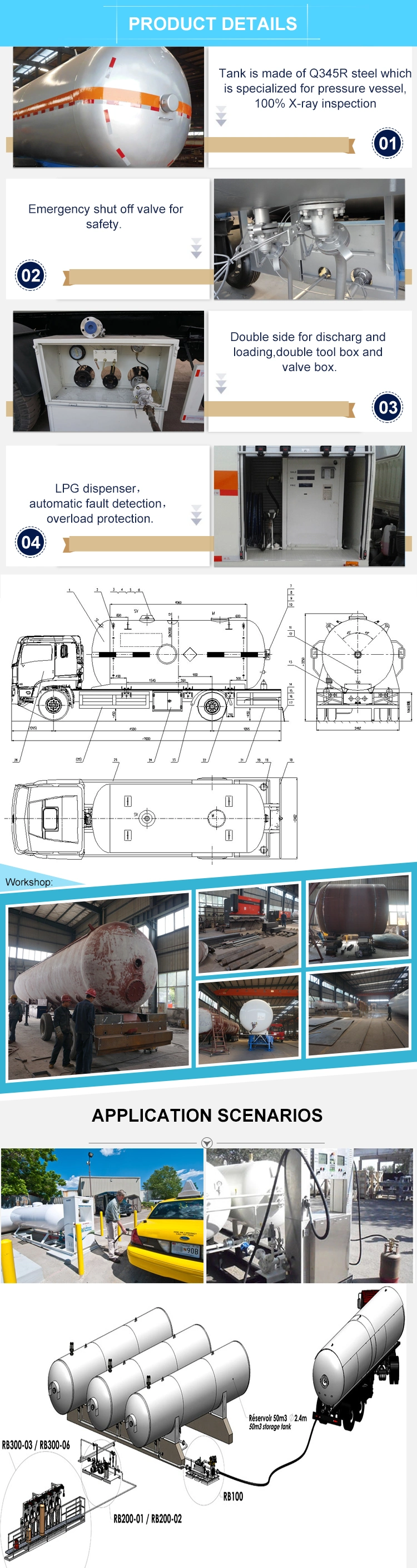 Nigeria 100, 000L LPG Gas Tanker 100cbm 50tons Used LPG Gas Storage Tank